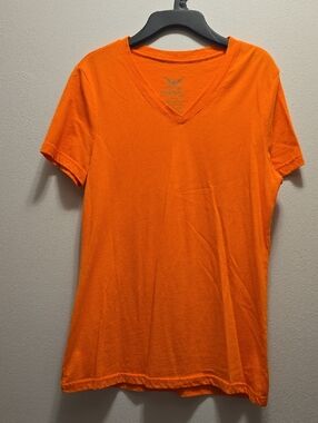 Faded Glory Bright Orange V-Neck Short Sleeve Tee